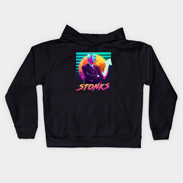 Stonks, Dank memes, vintage v1 Kids Hoodie by QuantumDesigns